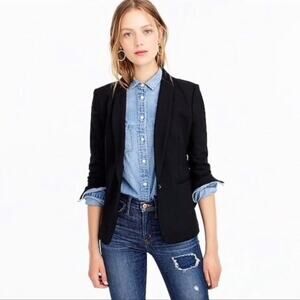 J. Crew Black Parke Wool Blend One Button Lined Classic Preppy Office Blazer 6